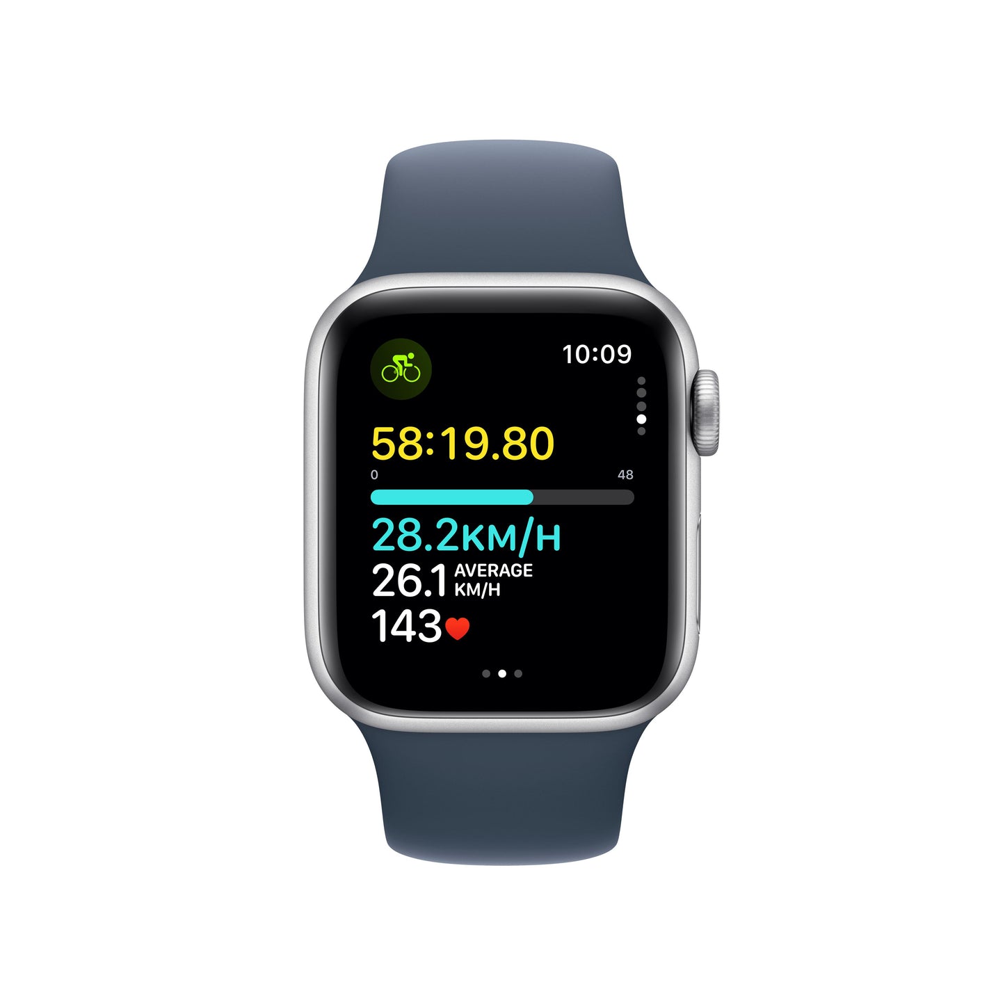 Apple Watch SE GPS + Cellular 40mm Silver Aluminium Case with Storm Blue Sport Band - S/M