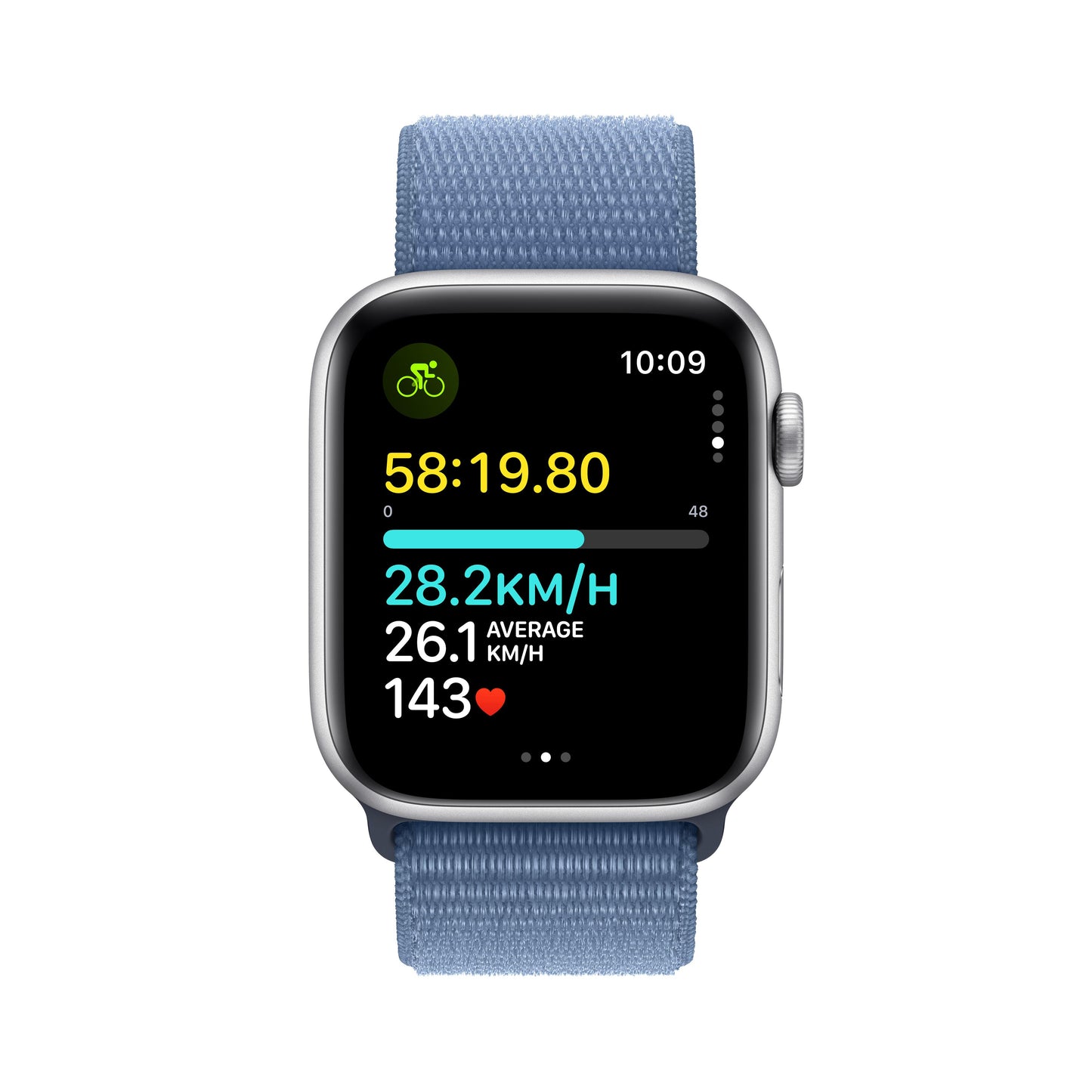 Apple Watch SE GPS + Cellular 44mm Silver Aluminium Case with Winter Blue Sport Loop