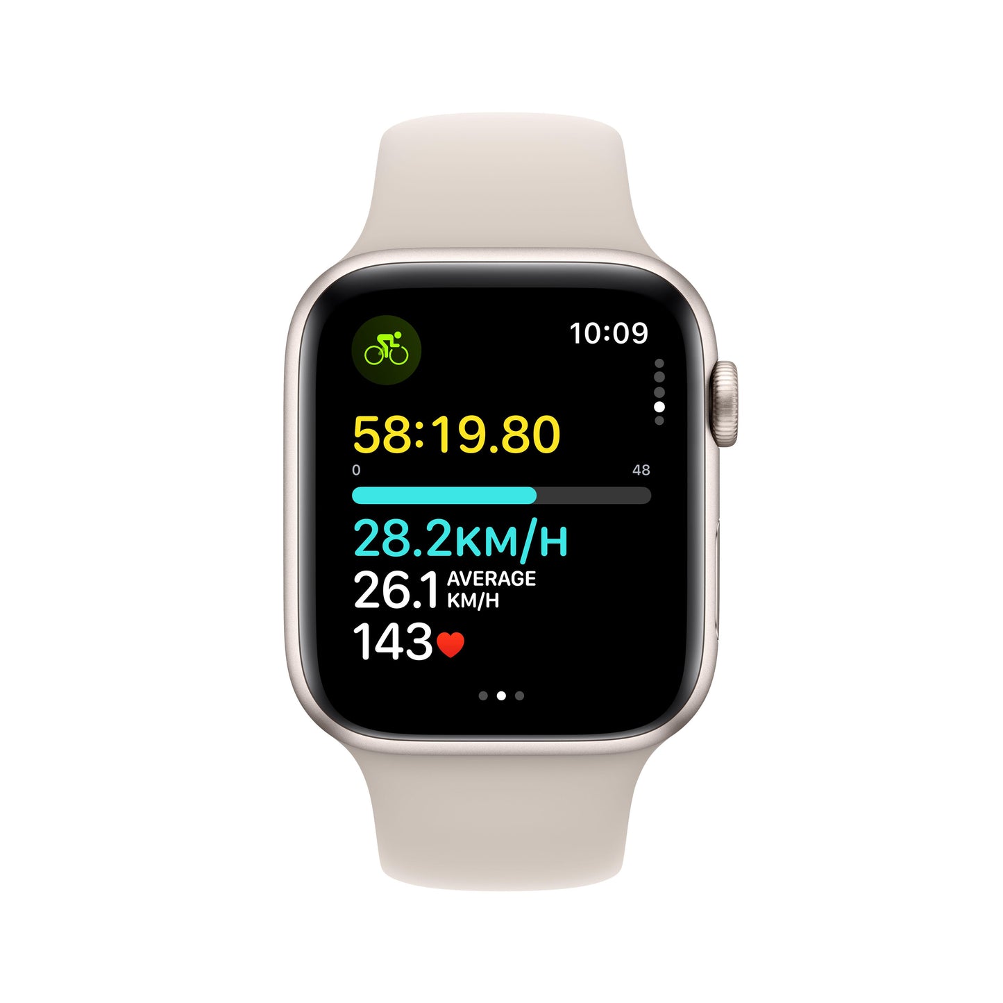 Apple Watch SE GPS + Cellular 44mm Starlight Aluminium Case with Starlight Sport Band - S/M