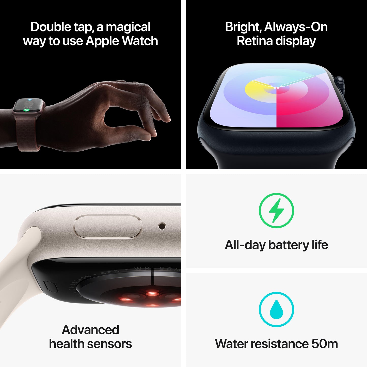 Apple Watch Series 9 GPS 41mm Starlight Aluminium Case with Starlight Sport Band - M/L