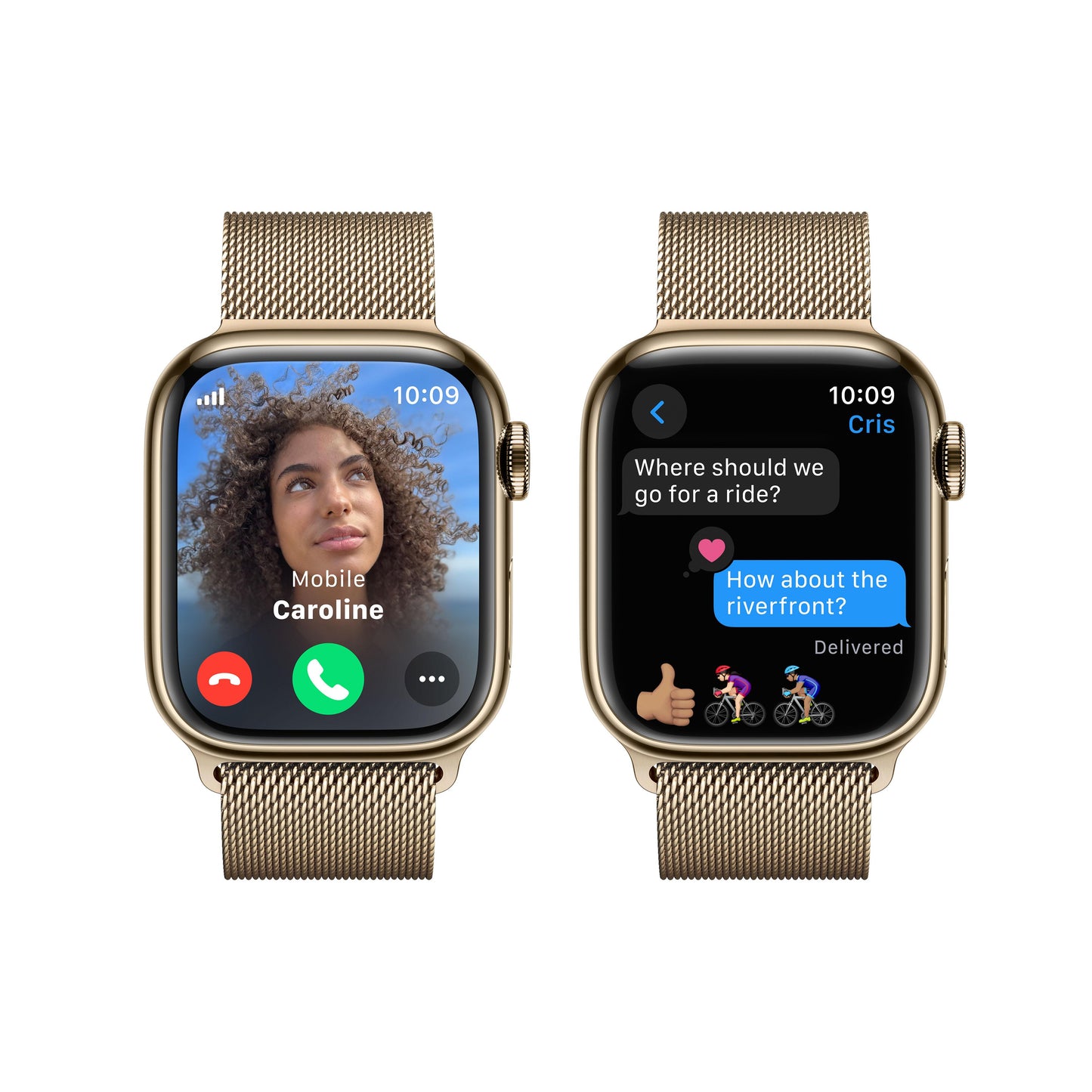 Apple Watch Series 9 GPS + Cellular 41mm Gold Stainless Steel Case with Gold Milanese Loop