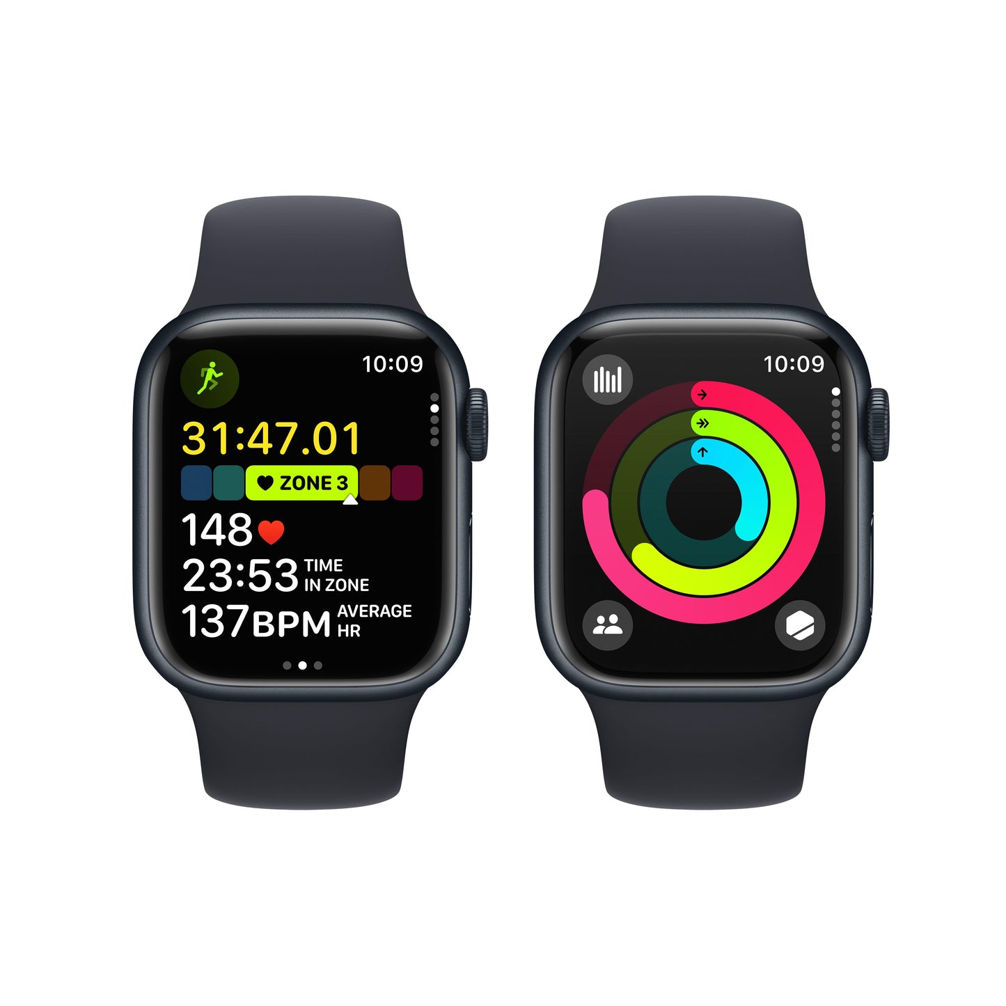 Apple Watch Series 9 GPS + Cellular 41mm Midnight Aluminium Case with Midnight Sport Band - M/L
