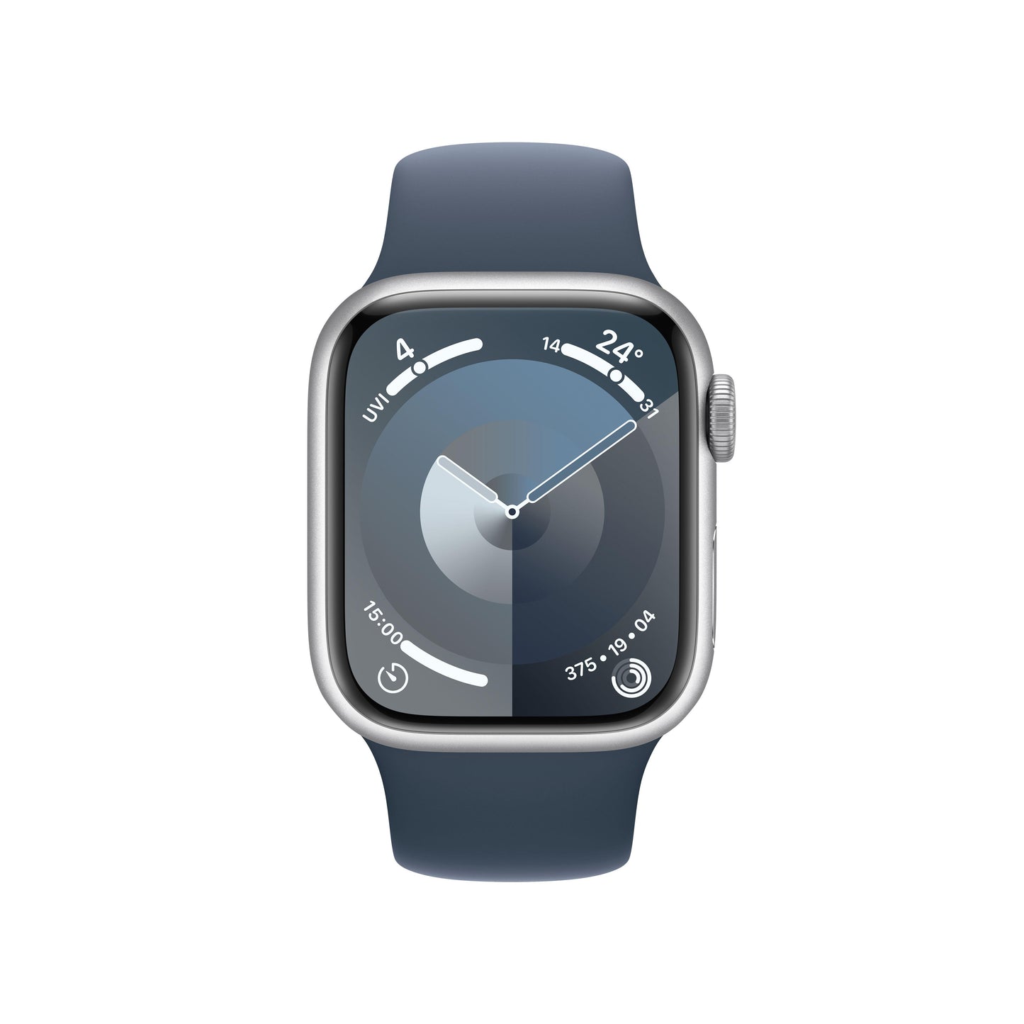 Apple Watch Series 9 GPS + Cellular 41mm Silver Aluminium Case with Storm Blue Sport Band - S/M