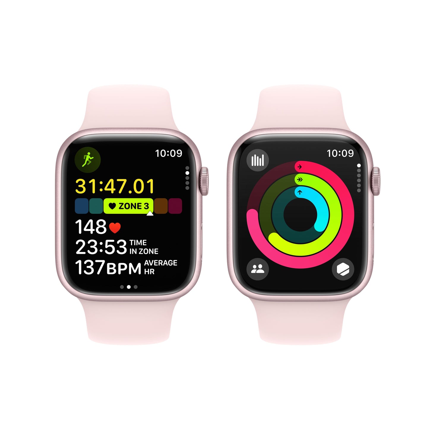 Apple Watch Series 9 GPS + Cellular 45mm Pink Aluminium Case with Light Pink Sport Band - S/M
