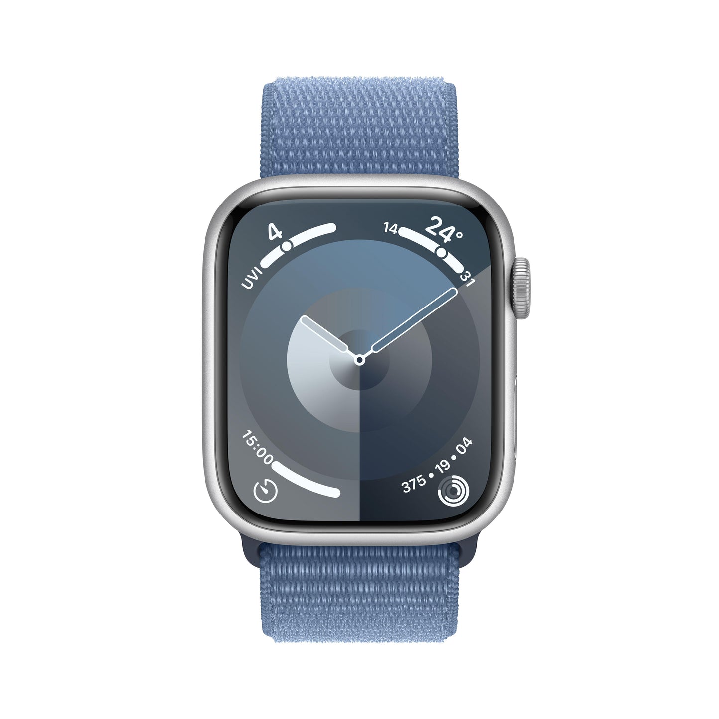 Apple Watch Series 9 GPS + Cellular 45mm Silver Aluminium Case with Winter Blue Sport Loop