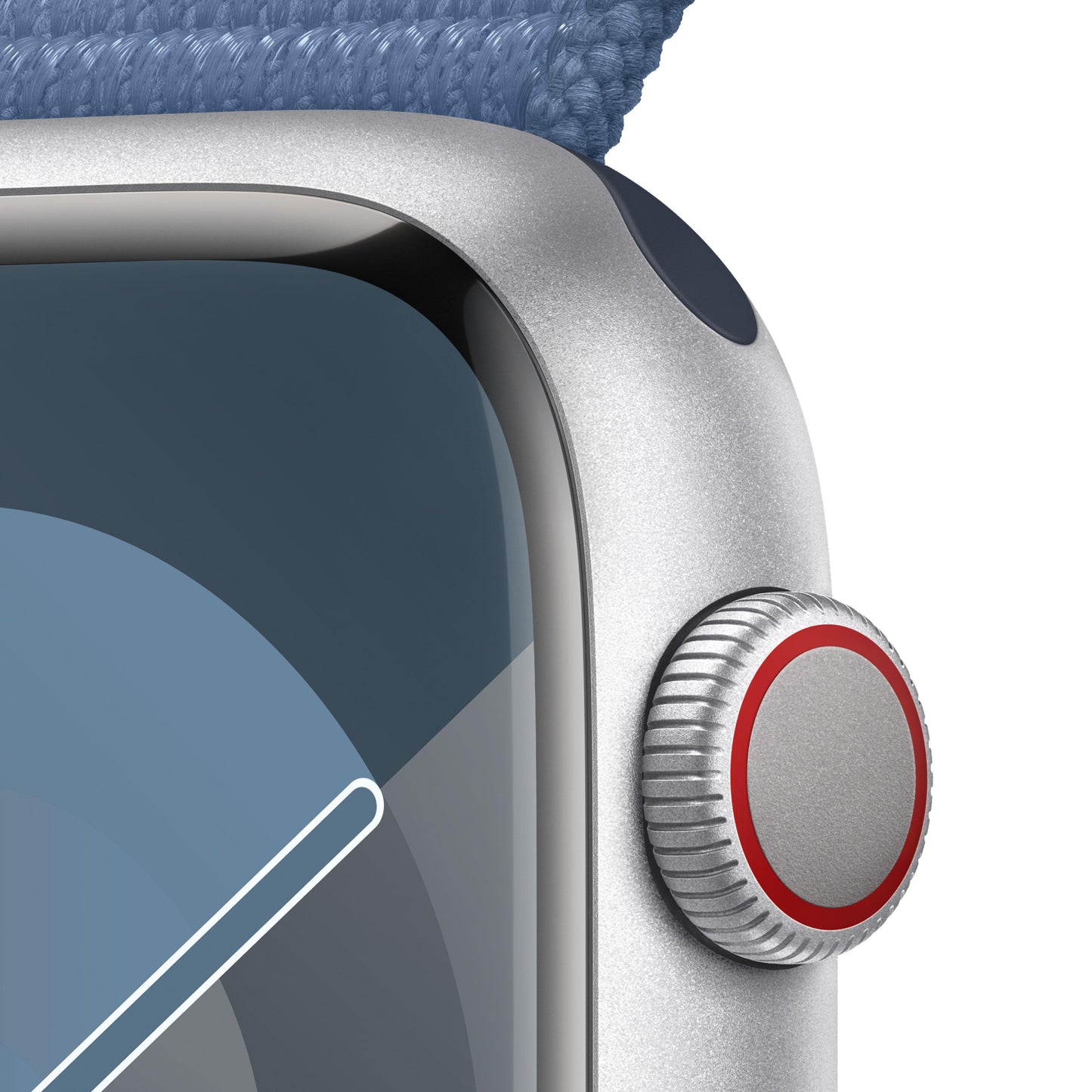 Apple Watch Series 9 GPS + Cellular 45mm Silver Aluminium Case with Winter Blue Sport Loop