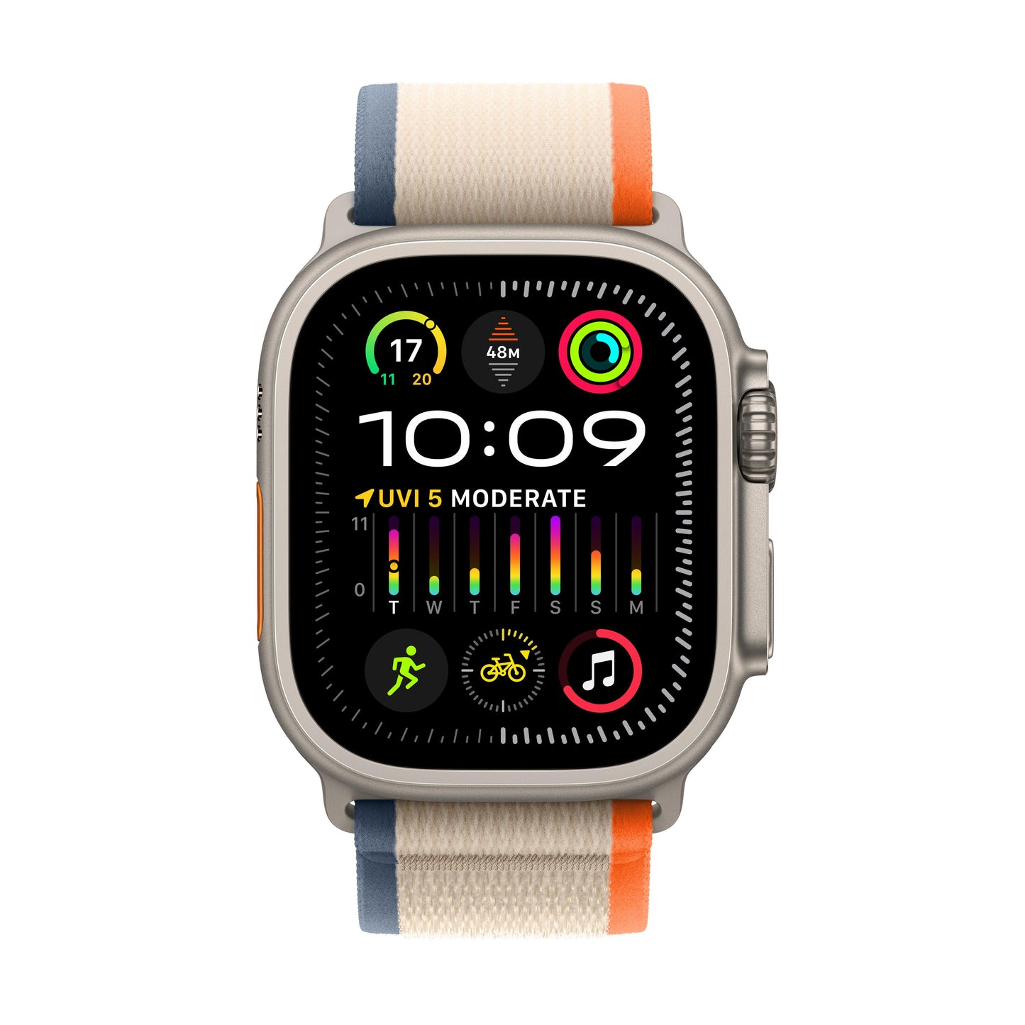 Apple Watch Ultra 2 GPS + Cellular 49mm Titanium Case with Orange/Beige Trail Loop - S/M