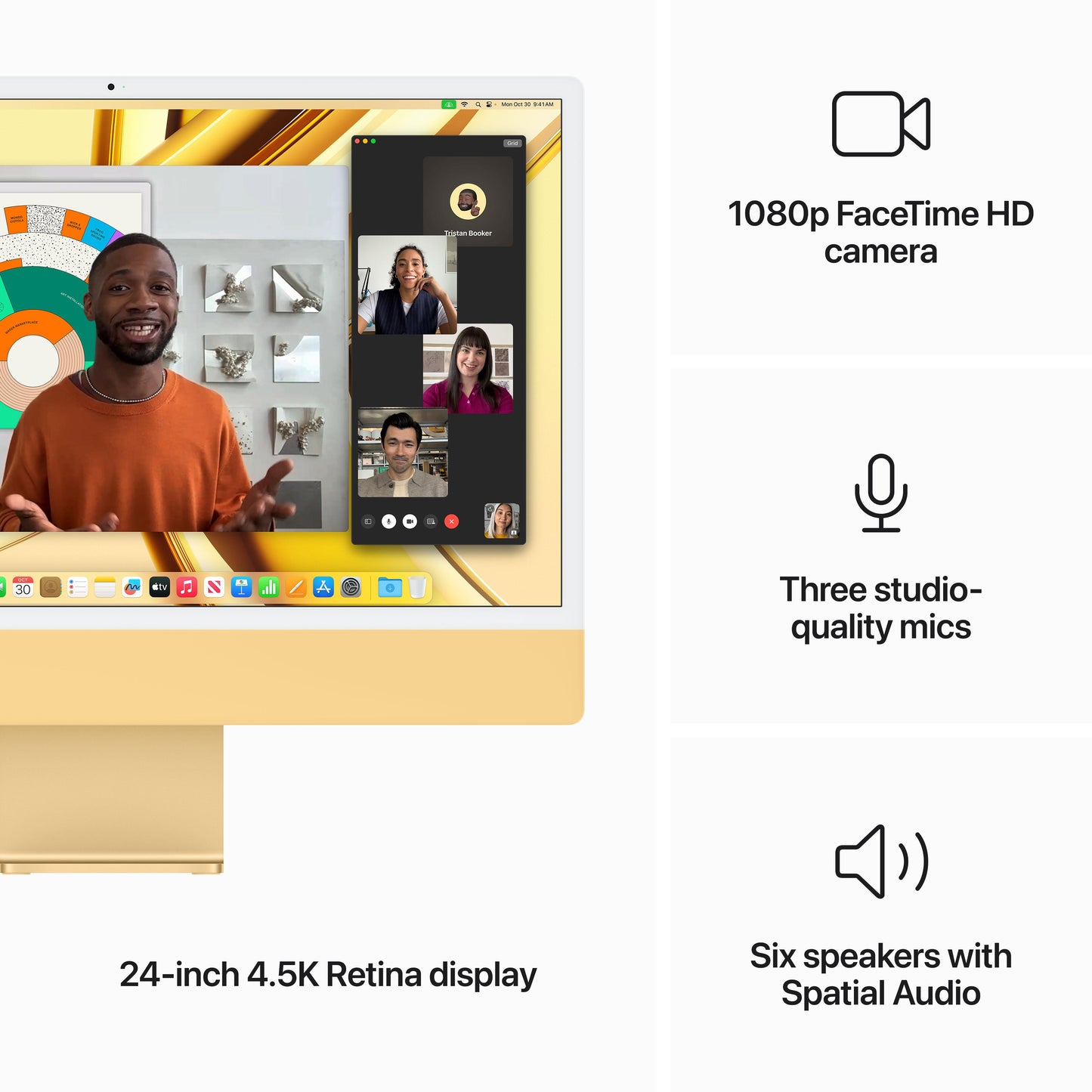 24-inch iMac with Retina 4.5K display: Apple M3 chip with 8‑core CPU and 10‑core GPU, 512GB SSD - Yellow